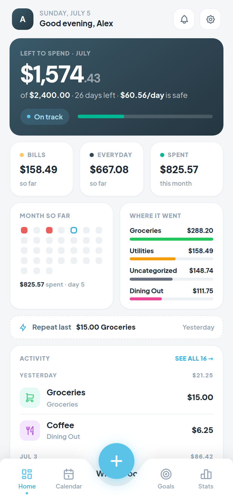 Lista dashboard in light mode